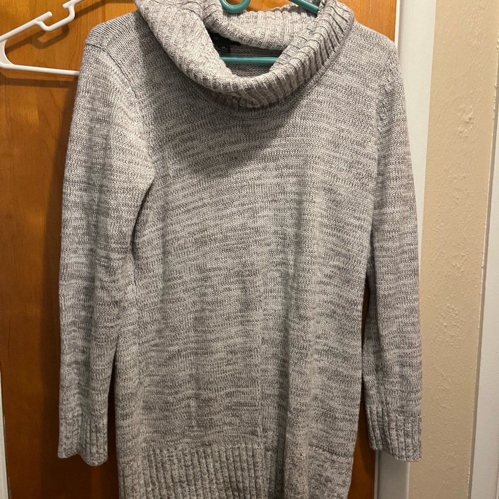 AB Studio Heathered Gray Cowl Neck Sweater